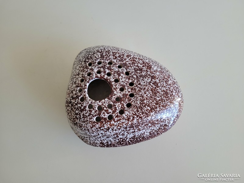 Old retro handicraft ceramic ikebana gravel vase mid century flowerpot