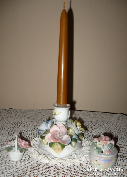 A flood of flowers! Candlestick, jewelry holder, basket decorated with flowers