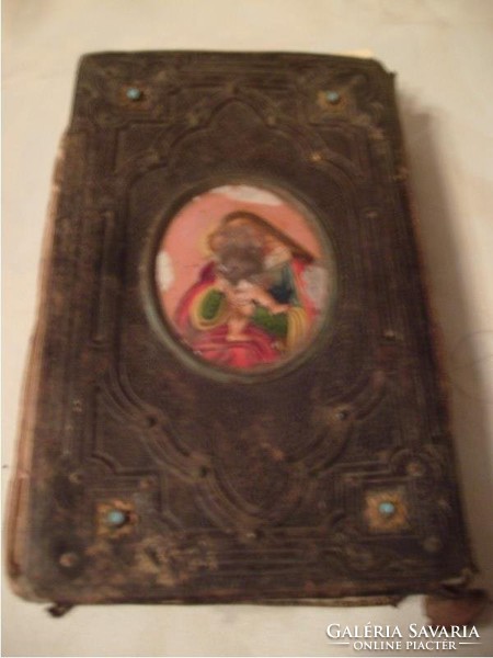 Turquoise -1869 antique leather prayer book with gold border 460 pages