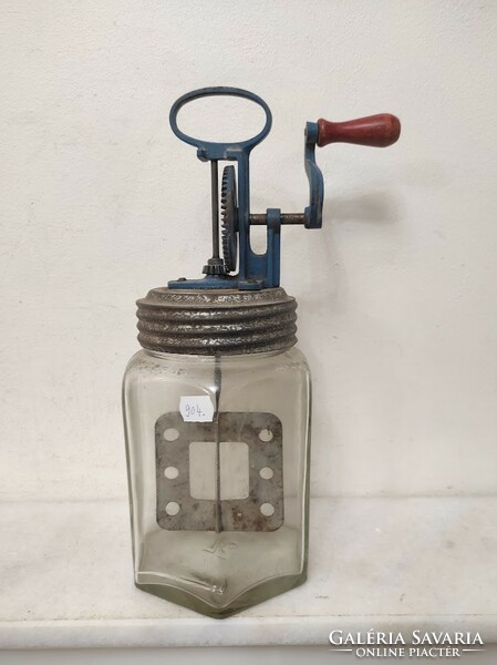 Antik konyhai eszköz tejföl tartó keverős dekoratív üveg 904 6027