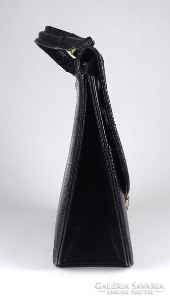 1K818 Igényes fekete kígyóbőr női színházi táska ridikül