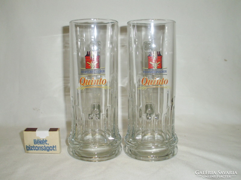 Két darab 0,4 literes üveg sörös korsó - együtt - "Feldschlösschen"