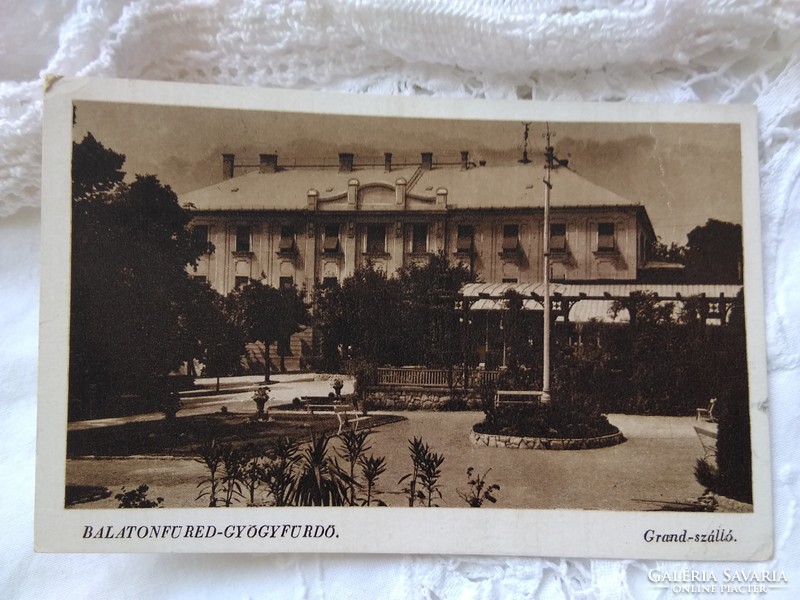 Vintage szépia magyar képeslap/fotólap Balatonfüred Gyógyszálló Grand-szálló 1949
