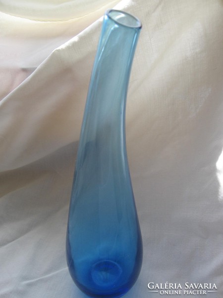 Blue scandinavian curved artistic vase