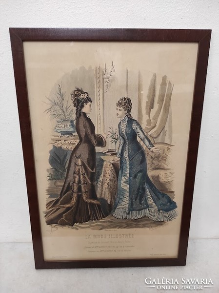 Antique Biedermeier print picture wall decoration dress fashion in frame 486 5926