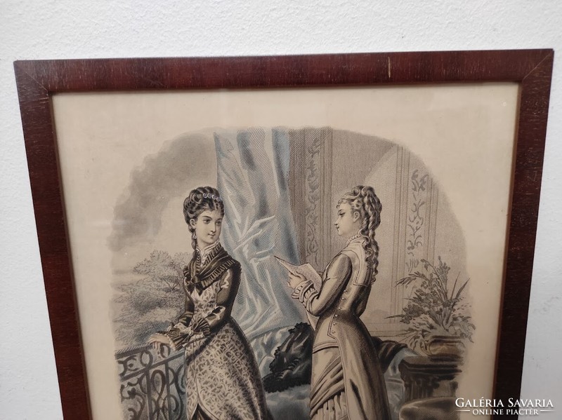 Antique Biedermeier print picture wall decoration dress fashion in frame 493 5933