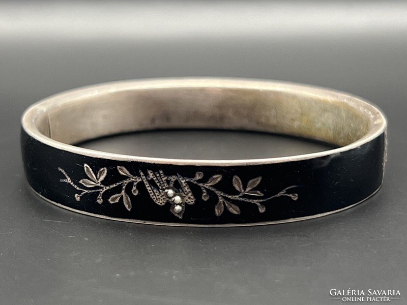 Antique silver high-gloss enamel bracelet