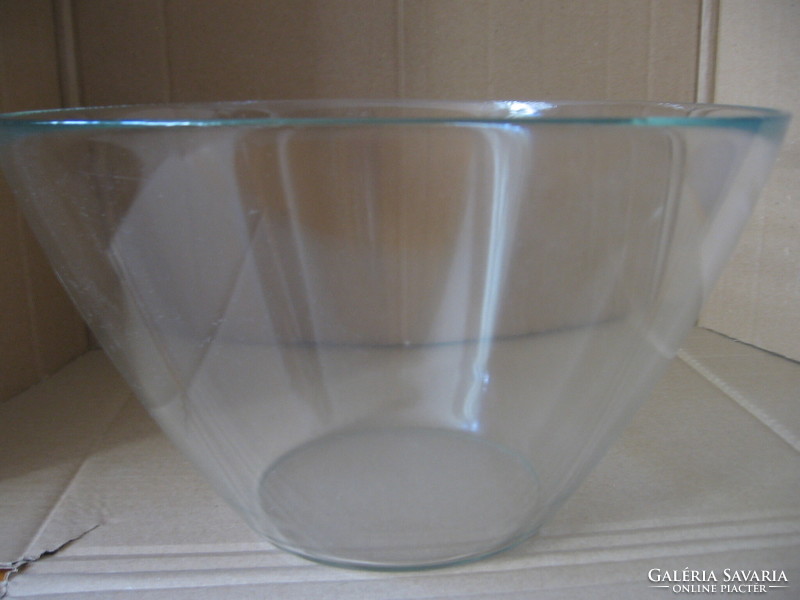 Large green glass bowl, centerpiece, salad, mixing bowl