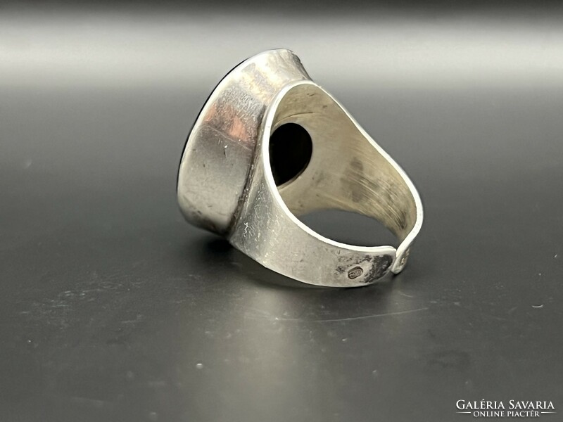 Fekete köves állítható ezüst gyűrű