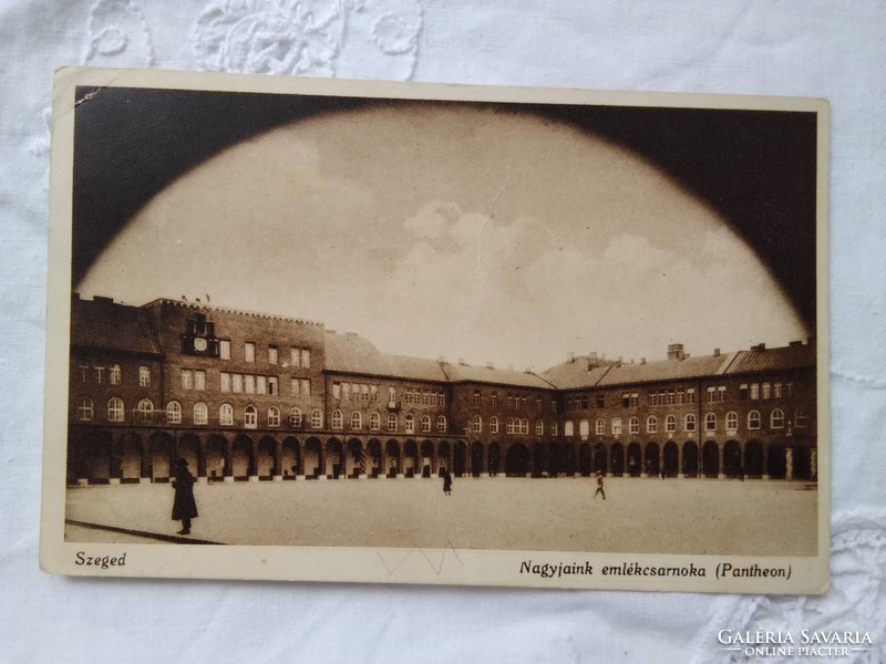 Antique Hungarian sepia postcard / photo card Szeged Memorial Hall (pantheon) approx. 20s-30s