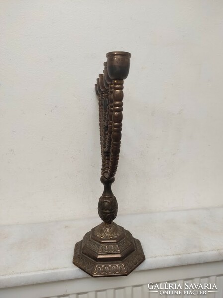 Antique menorah patinated copper menorah Judaica Jewish candle holder 7 branch candle holder 945 6070