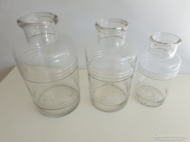Régi vintage befőttes üveg 6 literes csíkos domború mintás hordó alakú