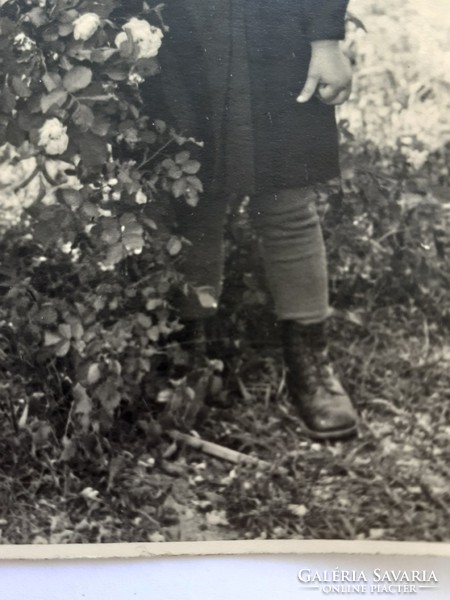 Régi gyerekfotó vintage fénykép kislány rózsák között