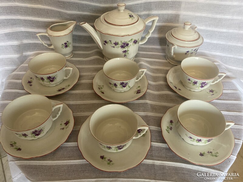 Zsolnay violet tea set