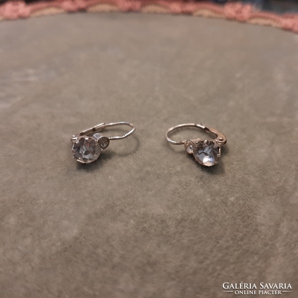Pair of antique silver earrings with glass stones