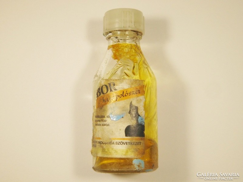 Retro VEBOR hajápolószer üveg palack papír címkével - Első Vegyi Industria Szövetkezet - 1970-es év