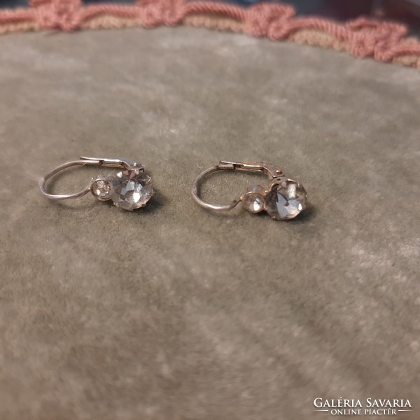 Pair of antique silver earrings with glass stones