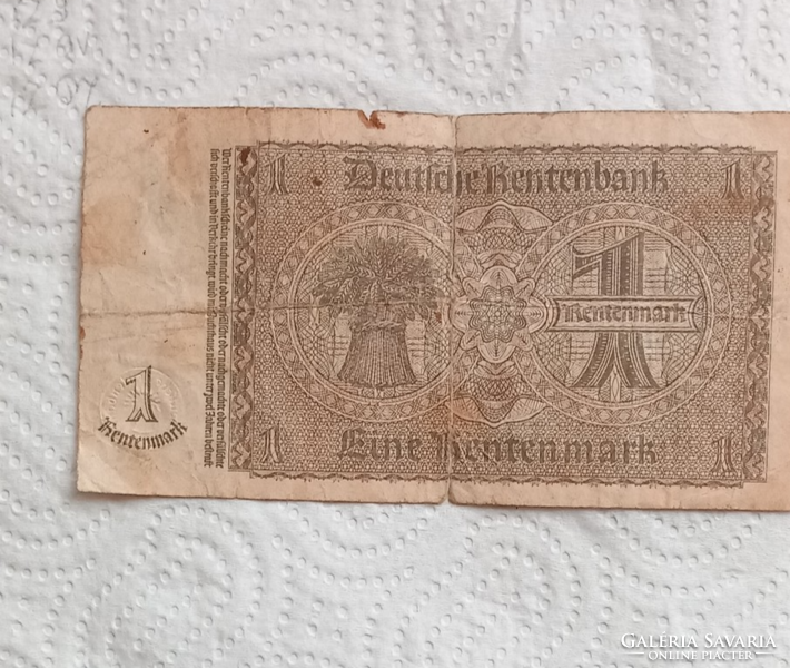 Old German 1 /fine/ rentenmark /1933/ paper money