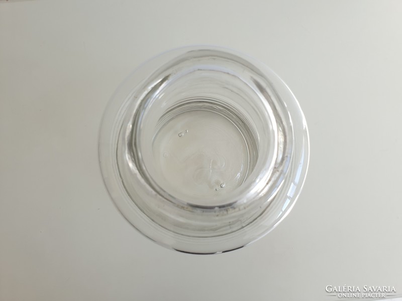 Régi vintage befőttes dunsztos üveg 8 literes csíkos domború mintás hordó alakú