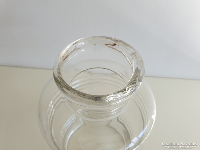 Régi vintage befőttes üveg 3 literes csíkos domború mintás hordó alakú