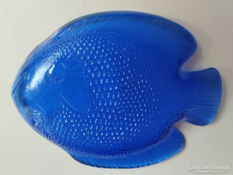 Decorative blue fish glass plate 2 pcs