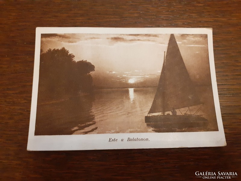 Régi képeslap Balaton vitorlás hajó levelezőlap