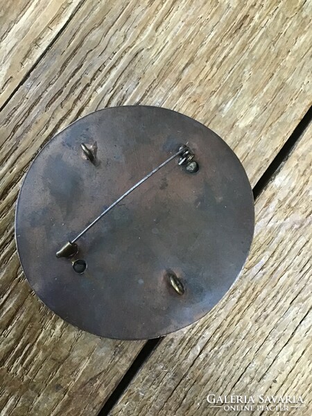 Old industrial art large copper brooch - pendant
