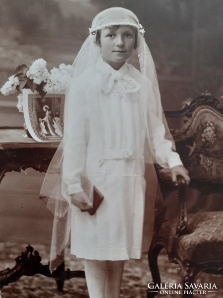 Old children's photo 1931 vintage first communion photo of little girl