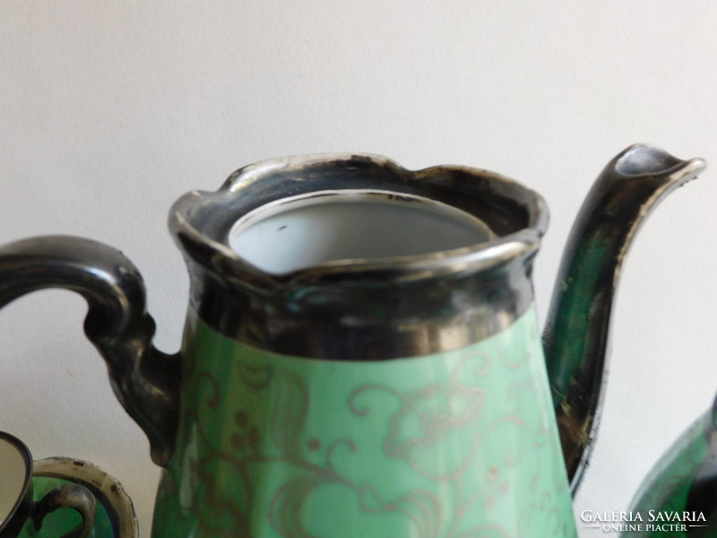 Antik Waldershof FN Bavaria kávéskészlet valódi ezüsttel az 1920-as évekből