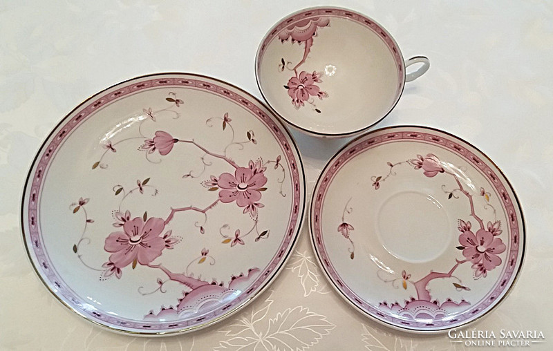 Old Wallendorf porcelain floral cup plate 3 pcs