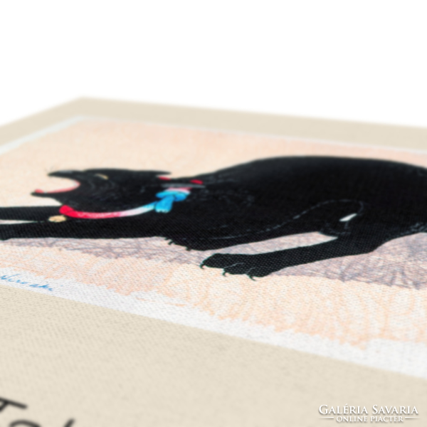 Takahashi - yawning black cat - blindfold canvas reprint