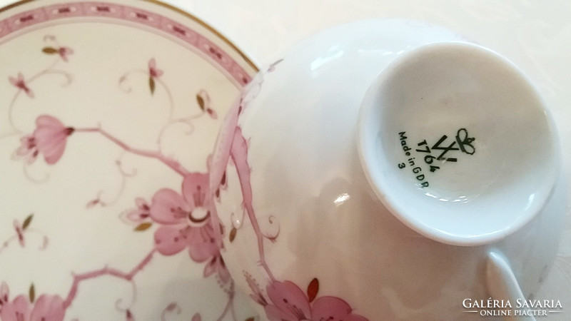 Régi Wallendorfi porcelán virágos csésze tányér 3 db