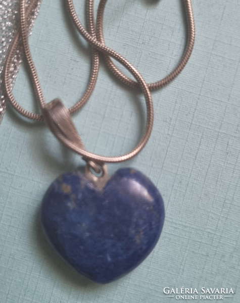 Silver pendant with chain and 925 lapis lazuli stones