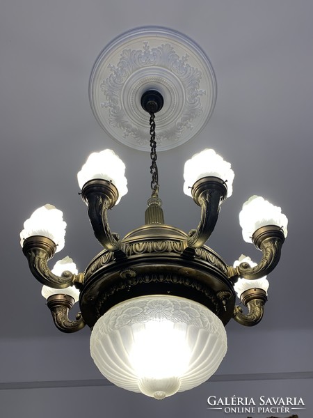Antique high-class flamed bronze/copper 8-branch chandelier