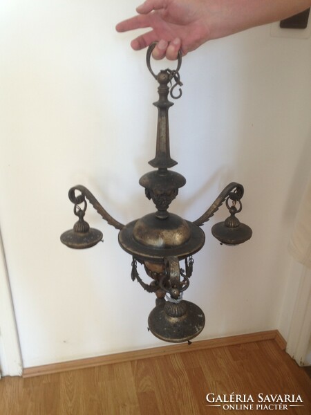 Antique 3-arm bronze chandelier