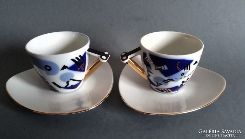 Jiri lastovicka contemporary/postmodern 'delta' coffee cup pair, 1988 atelier lesov