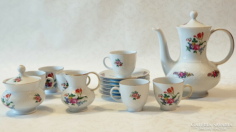 SELTMANN WEIDEN Bavaria német porcelán 6 személyes mokkás, kávéskészlet.