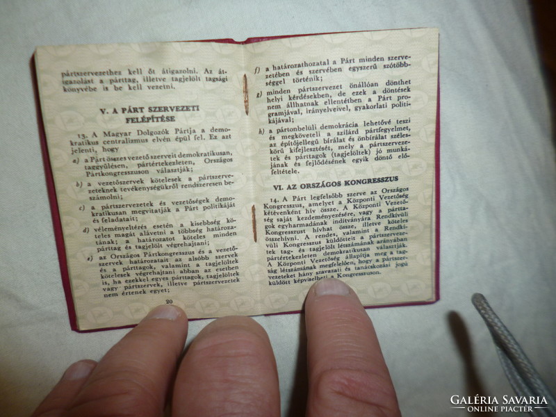 Régi pártkönyv magyar dolgozók pártja 1950 es évek