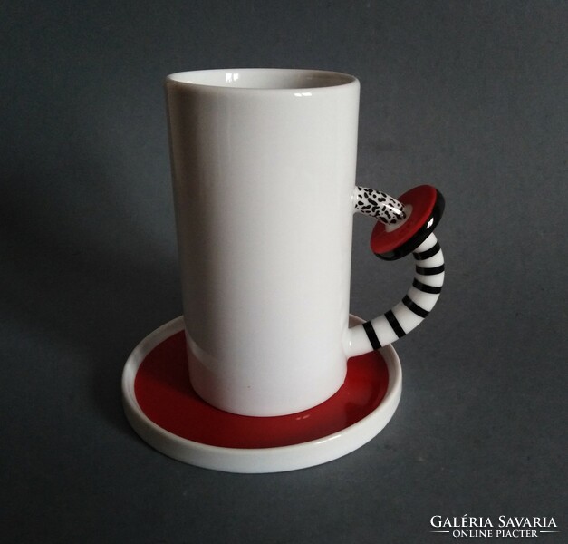 Cattany design postmodern cup and saucer, 1980s