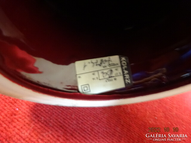 KOLARZ olasz asztali lámpa, bordó alapon aranyfácán festéssel. Vanneki! Jókai.