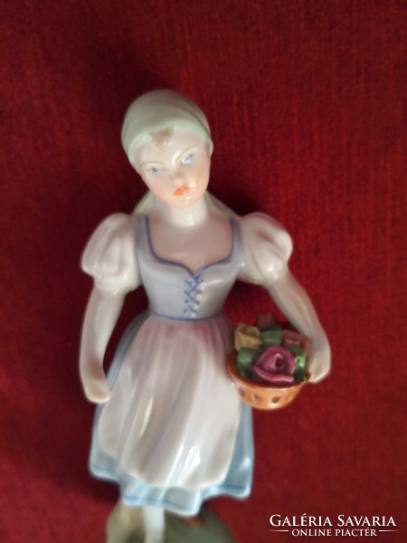 Cute Herend porcelain figurine - girl with roses