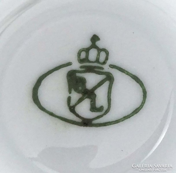 1K838 Régi jelzett aranyozott talpas porcelán bögre 14 cm