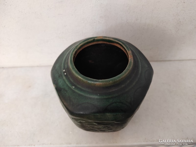 Antique Chinese pot tarrakotta ginger holder with green glaze china 554 5992