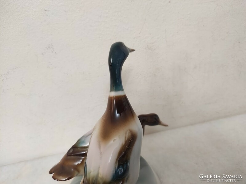 Antique Zsolnay duck couple porcelain statue 929 6052