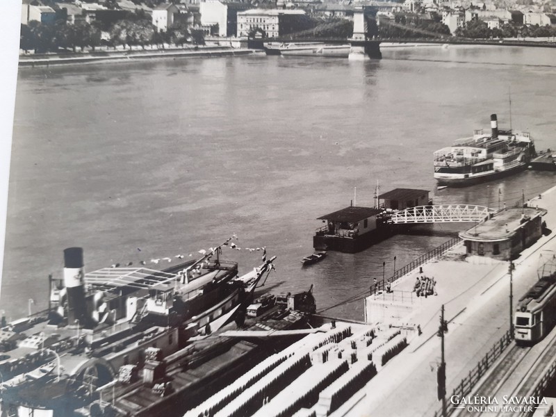 Régi képeslap Budapest látkép Duna rakpart fotó levelezőlap