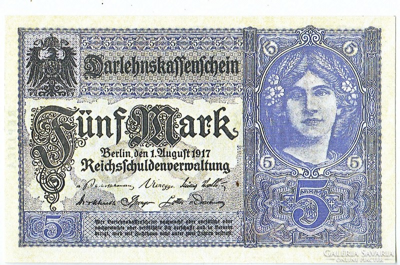 Germany 5 marks 1917 replica unc