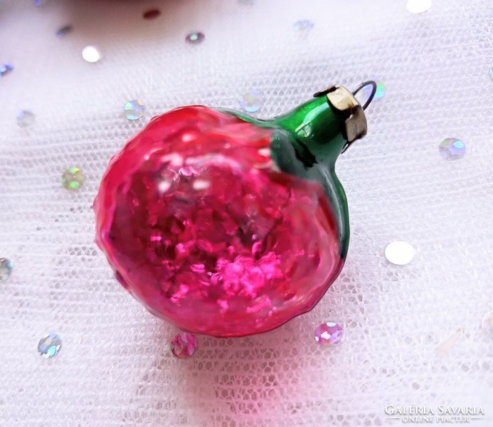 Old Christmas tree ornament transparent mini strawberry 3cm