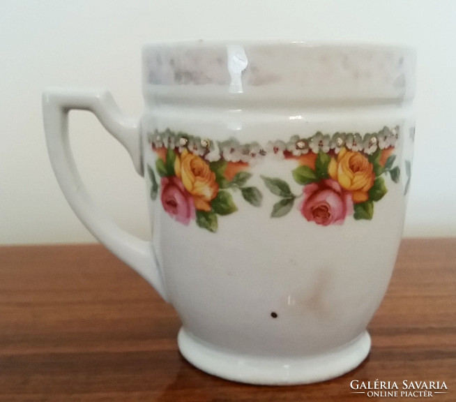 Régi rózsás porcelán csésze virágos vintage bögre 9 cm