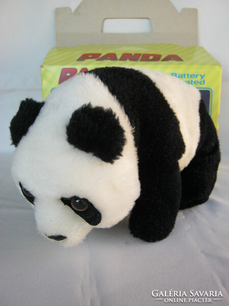 Retro battery toy plush panda teddy bear in box