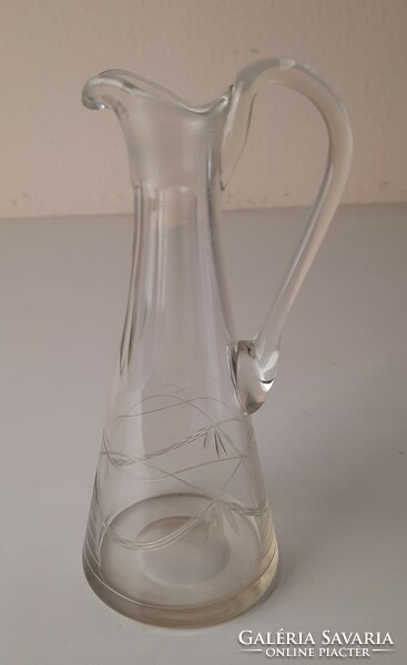 Peeled, polished, blown glass small jug, vinegar/oil pourer